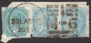 India Queen Victoria ½a Pale Blue Die I Pair,  4d On Piece Bolarum Postmark