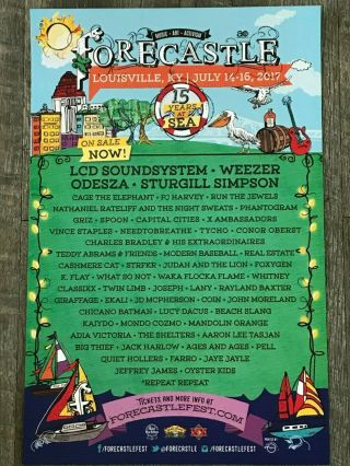 Forecastle Festival 2017 Poster Lcd Soundsystem Weezer Odesza Sturgill Simpson