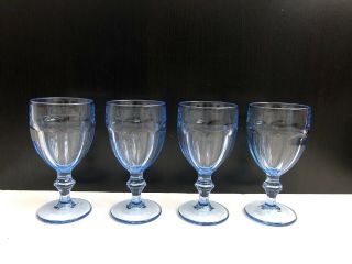 Vintage Set Of 4 Libbey Duratuff Gibraltar Misty Blue Iced Tea Water Goblets