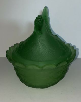 LG Wright Hen On Nest With Chicks Chicken 5” - Frosted/Waxed Green 2