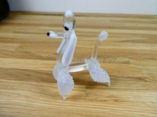 Vintage Miniature Murano Glass Poodle Dog White / Clear