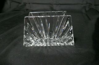 Contemporary Leaded Crystal Napkin Holder Rayed Cut Lines Clear 5 7/8 " L