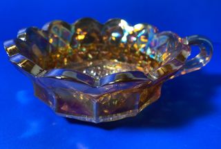 Vtg Imperial Amber Marigold Grapes Pattern 5 " Carnival Glass Dish