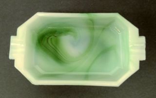 Agate Rectangular Ashtray,  Green / White Swirl,