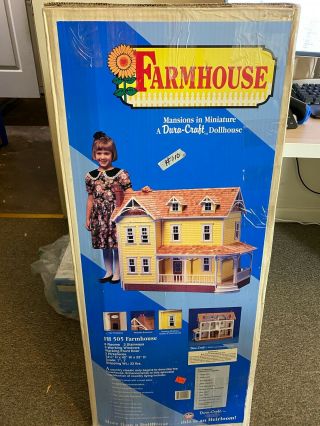 Vtg Dura Craft Wood Farm House Fh 505 Doll House Kit Open Box 1993