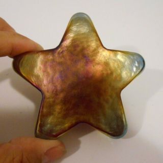 Robert Held Iridescent Blue Star Paperweight Made In Canada