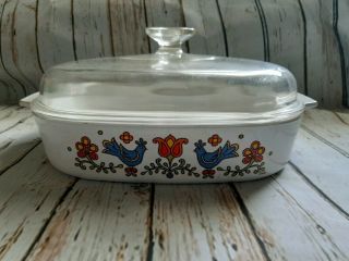 Corning Ware Country Festival Casserole A 10 B W/high Dome Lid 9 3/4 X 9 3/4 X 2