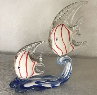 Vintage Large Art Glass Angel Fish Sculpture Italian? Mid Century