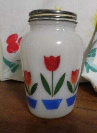 Vintage Fire King Tulip Range Milk Glass Shaker