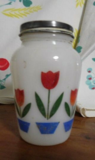 Vintage FIRE KING Tulip Range Milk GLASS Shaker 2