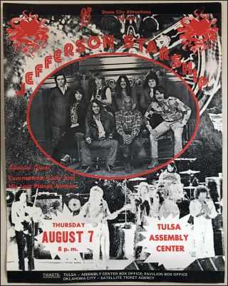 Jefferson Starship Commander Cody 73 Tulsa Ok Concert Handbill / Flyer