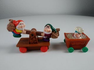 Disney Snow White Seven Dwarfs Happy Grumpy Mcdonalds 1990s Railroad Handcar Toy