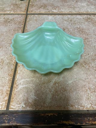 Vintage Jadeite Glass Sea Shell Candy Dish Bowl