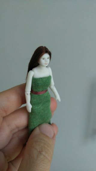 Porcelain Miniature Doll Woman Girl Bisque Tiny Mini 1/24 Scale 2 Bjd