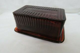 Vintage Style Ruby Red Glass Covered Butter Dish