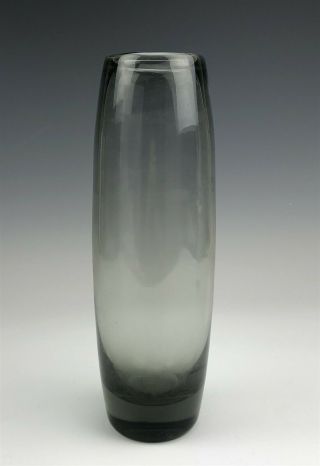 Per Lutken Holmegaard Mid Century Danish Modern 11 1/4 " Smoke Gray Vase Mab