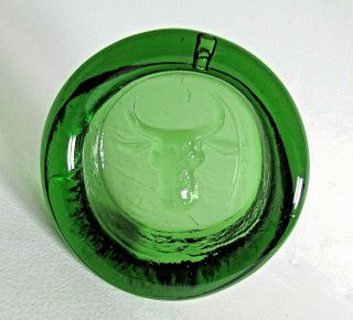 Eric Hoglund Green Glass Dish Bull Head (taurus) Design For Kosta Boda