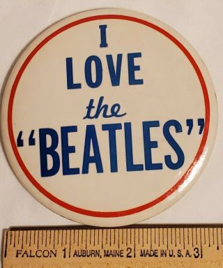 1964 I Love The Beatles 3.  5 " Pin Back Button