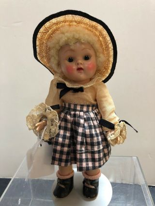 7” Vintage Antique Vogue Ginny Doll Tiny Miss 43 Beryl Caracul Wig 1953 S