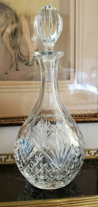 Vintage Heavy Thick Pressed Glass Decanter W/stopper,  12.  5 " Tall