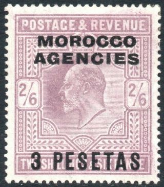 Morocco Agencies - 1907 - 12 3p On 2/6 Pale Dull Purple Sg 121 Lmm V40677