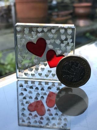 Spaceform London Miniature Art Glass Token Two Red Hearts Mini Hearts Love BNIB 2