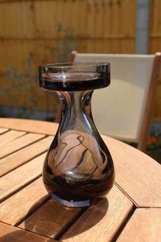 Vintage Wedgwood Smokey Grey Glass Hyacinth Bulb Vase