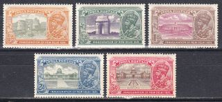 India 1931 Kgv George V Delhi Set To 3a Value Scott 129 - 133 Mnh