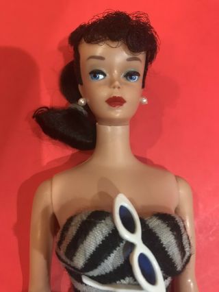 GORGEOUS ❤️ Vintage 5 Barbie Doll BRUNETTE PONYTAIL w/Accessories 1962 2