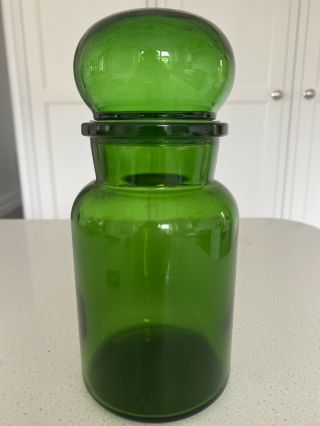 Green Coloured Glass Jar,  Apothecary,  Belgium,  Large 22cm