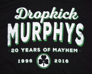 Dropkick Murphys 20th Anniversary Tour 1996 - 2016 Concert Shirt - Large