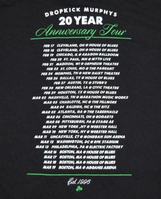 Dropkick Murphys 20th Anniversary Tour 1996 - 2016 Concert Shirt - LARGE 3