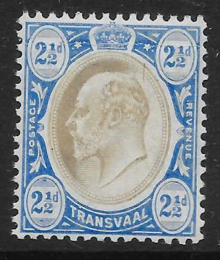 Transvaal Sg263b 1905 2½d Black & Blue Chalk Surfaced Paper Mtd