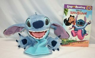 Disney Applause Stitch Plush Hand Puppet Lilo & Stitch With Paperback Book