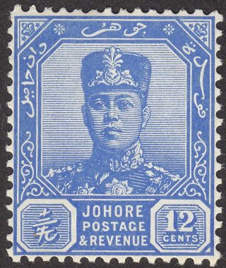 Malaya Johore 1940 Sultan Sir Ibrahim 12c Ultramarine Sg114 Cat £55