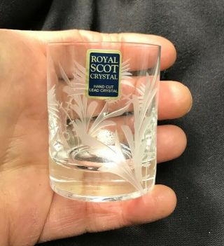 Royal Scot Hand Cut Lead Crystal Flower Of Scotland Shot Glass