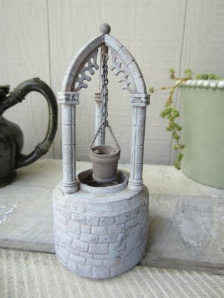 Artisan Dollhouse Miniature Medieval Arch Gray Brick Water Well W/ Bucket