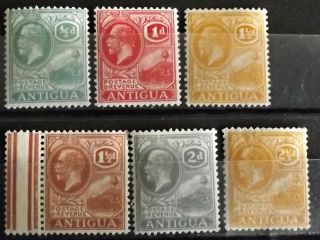 Antigua Kg V 1921 - 29 Part Sets 1/2d - 2 1/2d 6 Stamps Full Description Below