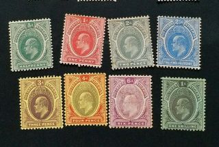 Southern Nigeria 1907 0.  5d To 1s Sg 33 - 40 Sc 21 - 27 Mh Gum Toning