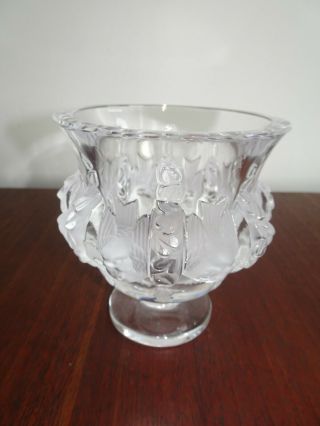 Vintage Lalique Crystal Small Vase 2 Chips On Upper Rim
