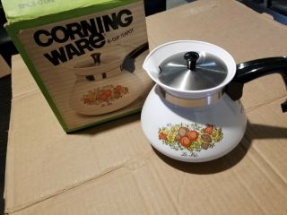 Vintage Corning Ware Spice Of Life Coffee Pot Tea Pot 6 Cup P - 104 W/ Lid & Box