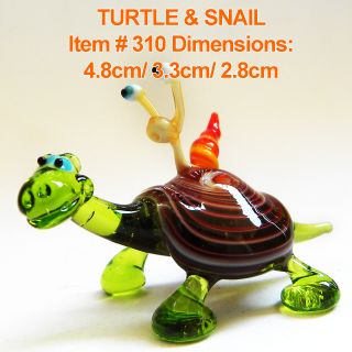 B22 - 9 Snail Turtle Decor Gift Murano Blown Glass Figurine Art Sculpture