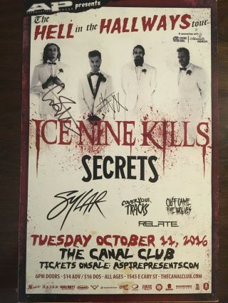 Ice Nine Kills 2016 Signed Concert Poster The Hell In The Hallways Tour