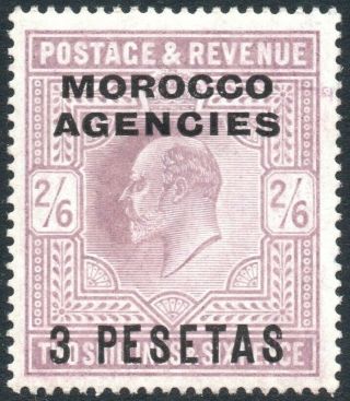 Morocco Agencies - 1907 - 12 3p On 2/6 Pale Dull Purple Sg 121 Lmm V40676