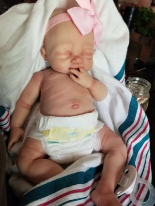 14 " Preemie Full Body Silicone Baby Girl Doll " Tabitha " With Flaws