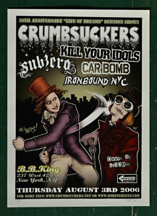 Nyhc Punk Crumbsuckers Concert Poster @ Bb King Wonka Gene Wilder Vs Johnny Depp