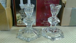 Set Of 2 Crystal Clear Signatures Martinique Candlesticks Lead Crystal - Poland