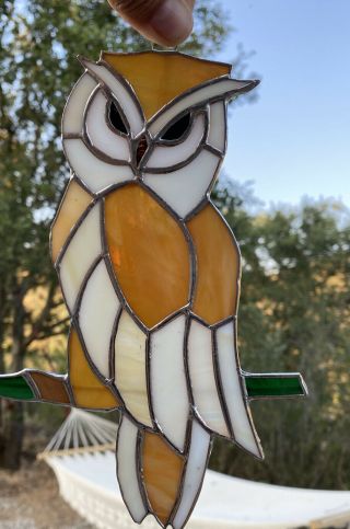OWL bird (Small) - Stained Glass - Handcrafted - Sun Catcher - 8”x5” Inches 3