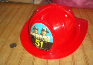 Vintage Placo 1975 Emergency Squad 51 Fireman Helmet Tv Show Fire Hat