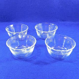 4 Vintage Corning Pyrex Clear Glass Custard Bowls 463 175ml 6 Oz 3 Band Scallop